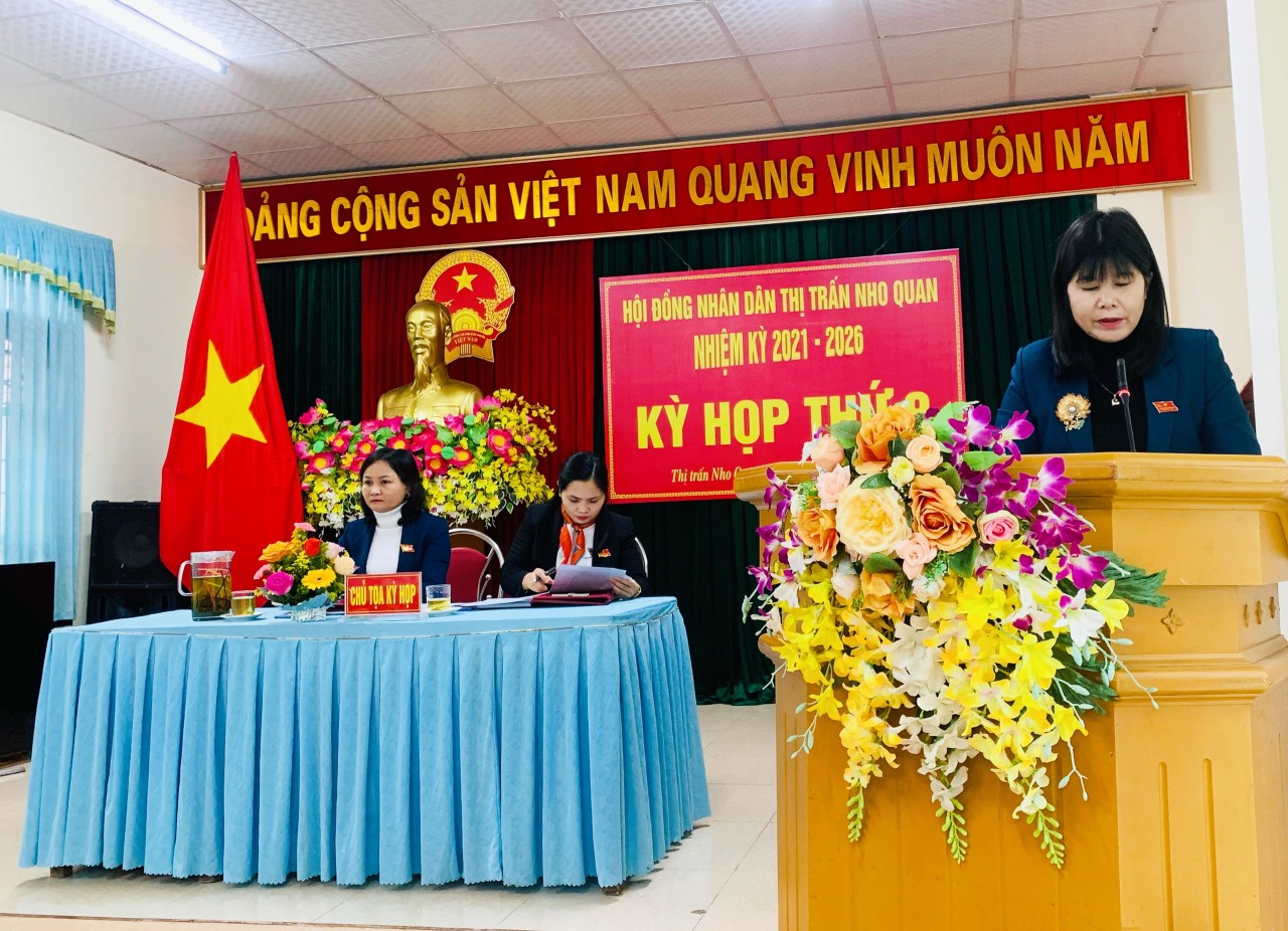 Thị trấn Nho Quan tổ chức thành công Kỳ họp thứ 8, HĐND thị trấn nhiệm kỳ 2021-2026